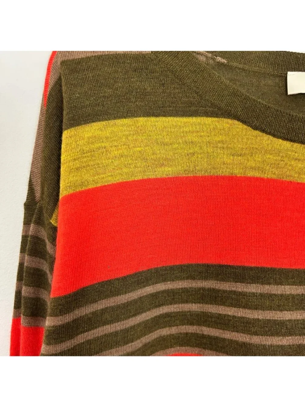 Loft Fall Striped Lightweight Sweater Wool Blend Stretch Size Small Women's